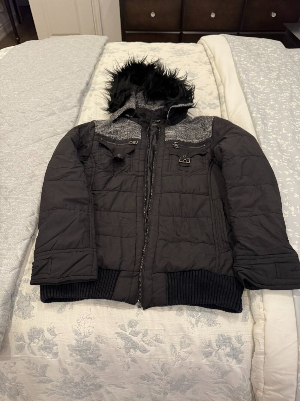 In The Attic Mixed-Media Puffer Bomber